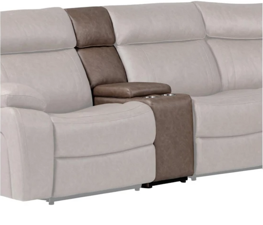 Theon Stokes Toffee Sectional Entertainment Console W/Power Center