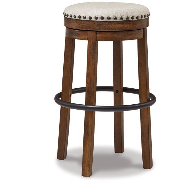 Valebeck Brown 30 in Bar Height Upholstered Backless Bar Stool