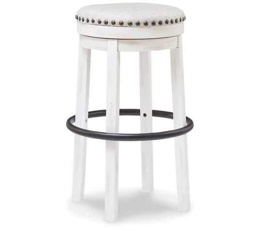 Valebeck White 30 in Bar Height Upholstered Backless Bar Stool