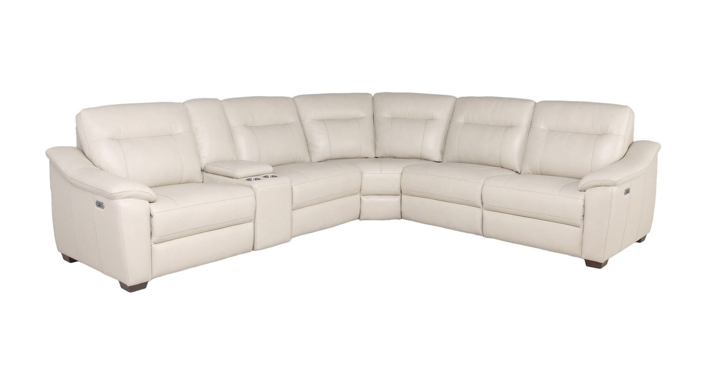 CASA IVORY LEATHER RIGHT ARM FACING DUAL POWER RECLINER (Closeout)