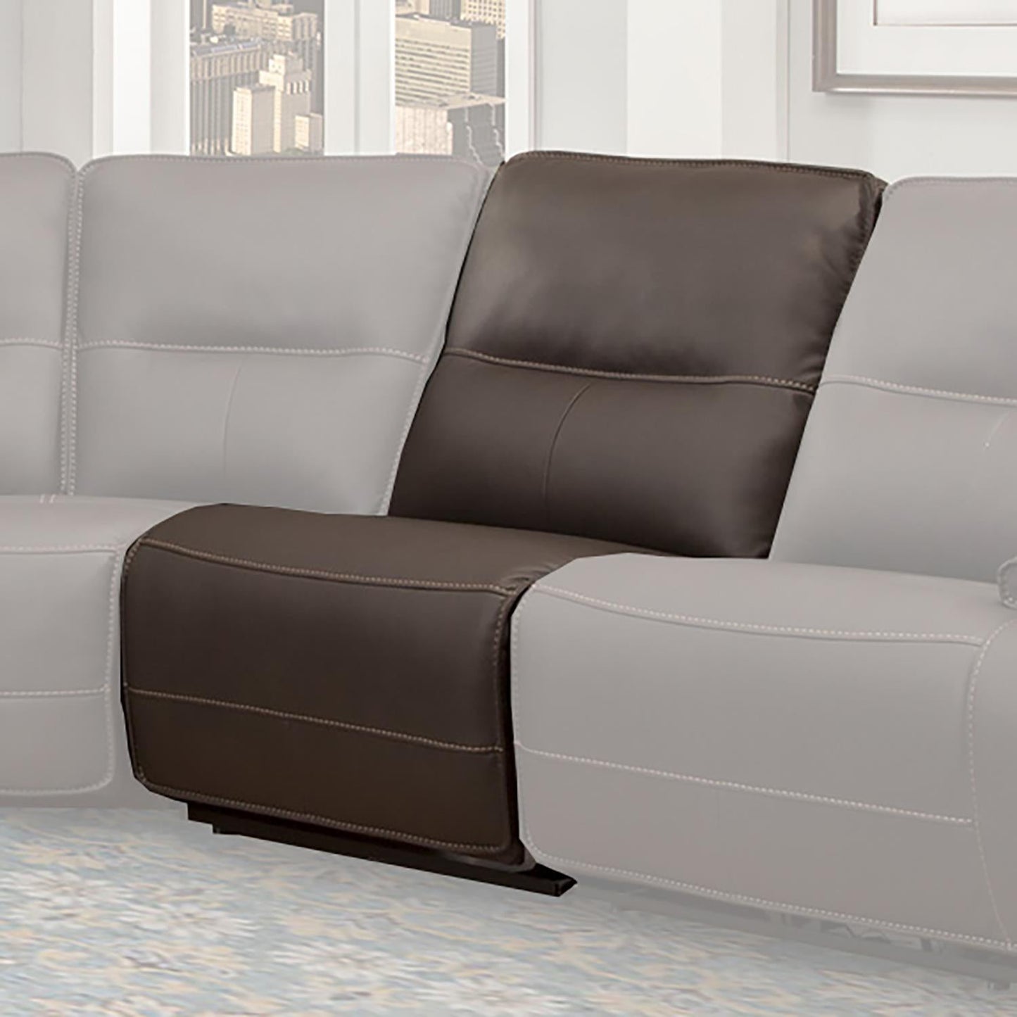 Spartacus Chocolate Sectional Sectional Armless Recliner