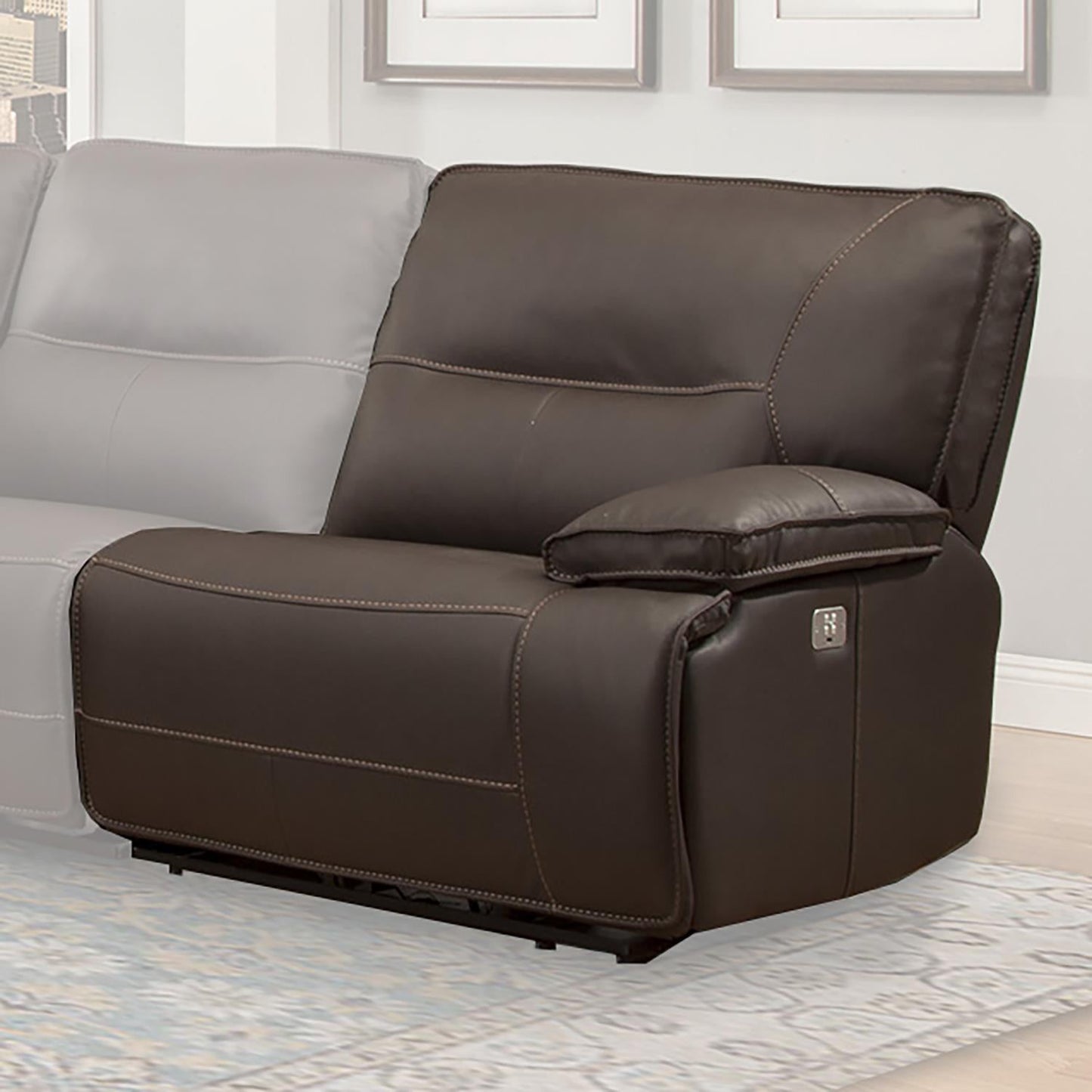 Spartacus Chocolate Sectional Sectional Power Sectional Right Arm Facing Recliner