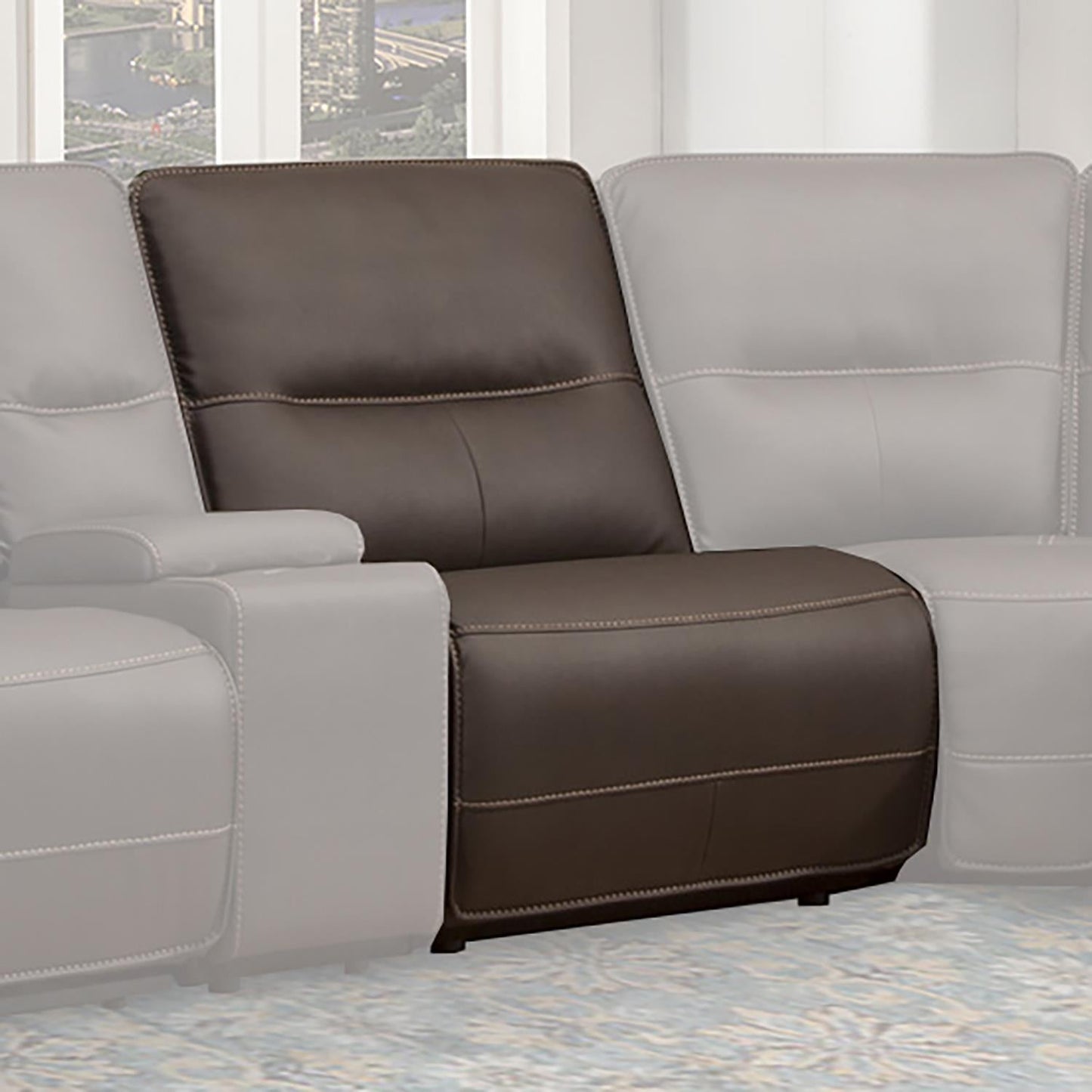 Spartacus Chocolate Sectional Sectional Armless Chair