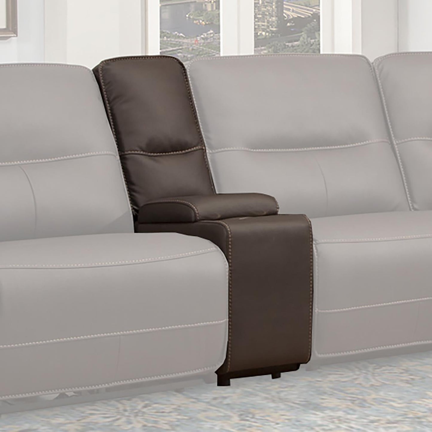 Spartacus Chocolate Sectional Sectional Entertainment Console With Usb Pop-Up