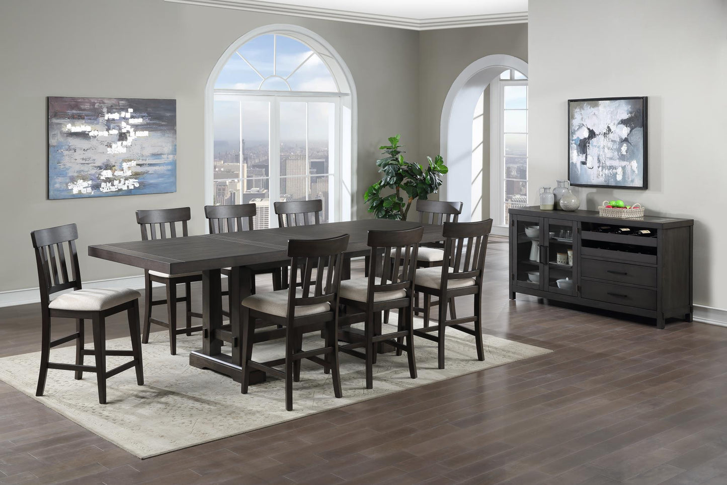 Napa Dusty Cedar Counter Table & 6 Counter Chairs