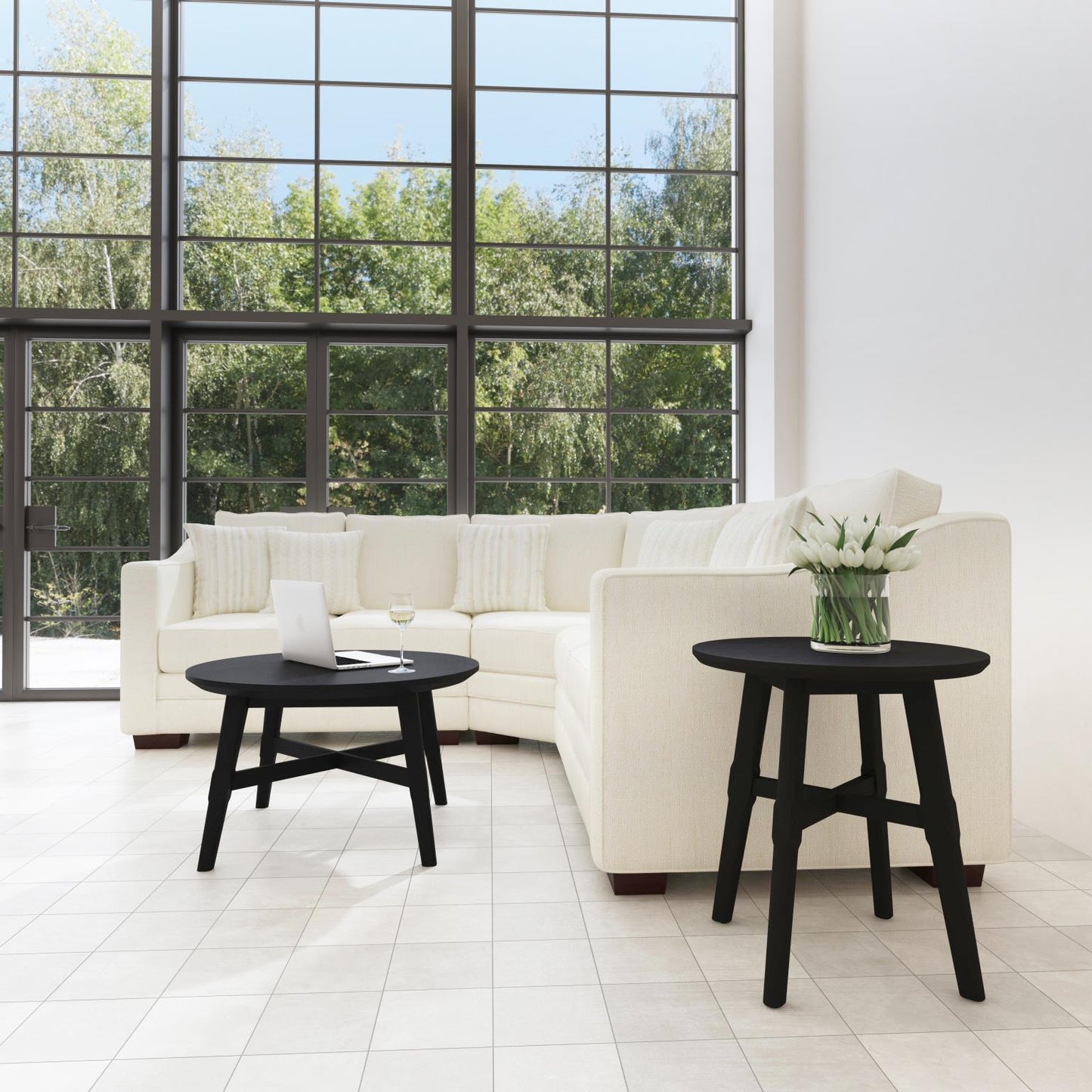 Oslo Black Cocktail & 2 End Tables