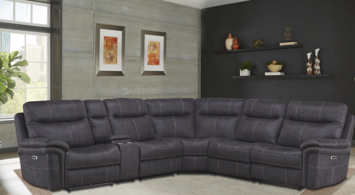 Mason Charcoal Sectional Power Sectional Right Arm Facing Recliner