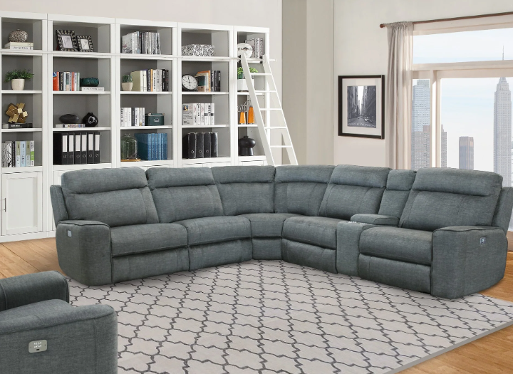 Parthenon Titanium Sectional Power Sectional Right Arm Facing Recliner