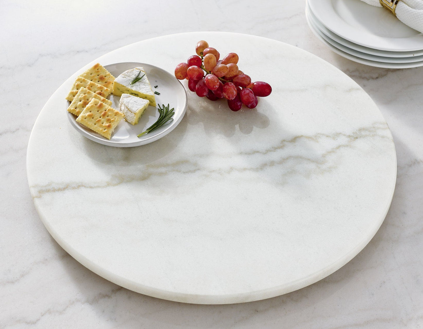 Arken White Marble Round Lazy Susan