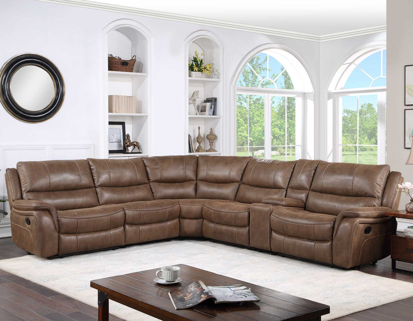 Lehi Sectional RAF Manual Recline Brindle
