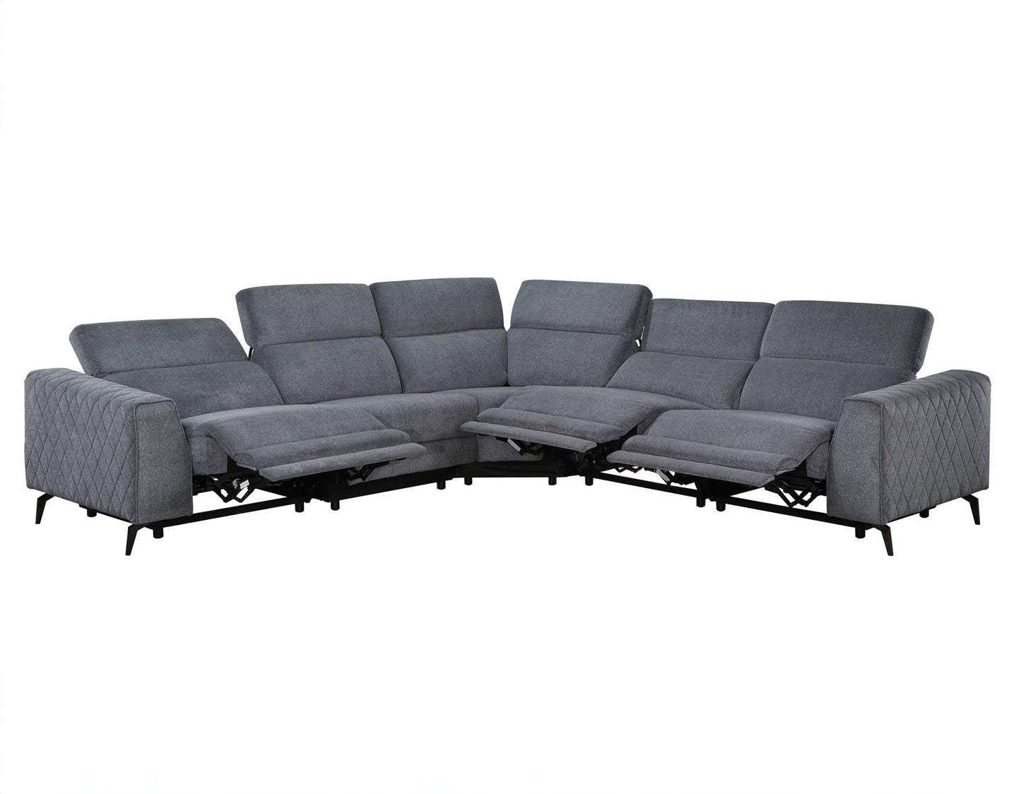 Assisi Gray Dual-Power Reclining 5P Sectional