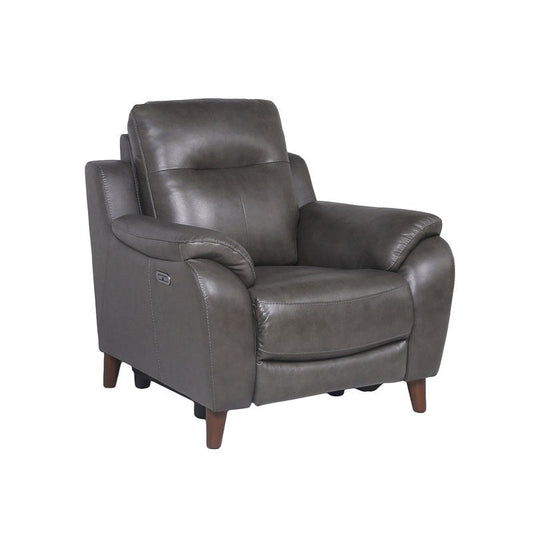Trento Charcoal Dual Power Leather Recliner