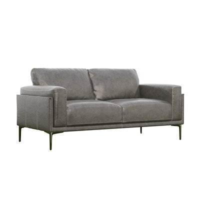 STELLA CHARCOAL LEATHER LOVESEAT