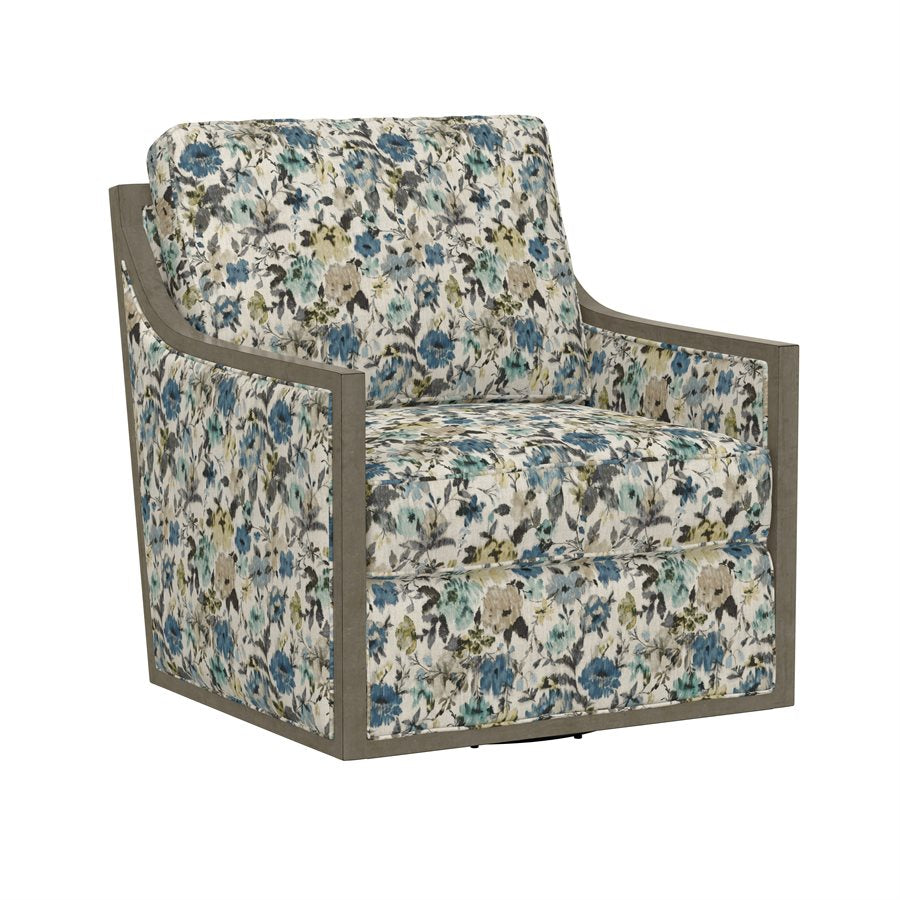 CECILY WOOD TRIM SWIVEL ACCENT CHAIR - FLORAL