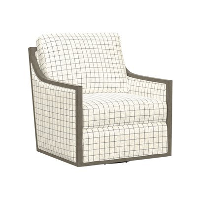 CECILY WOOD TRIM SWIVEL ACCENT CHAIR - PLAID
