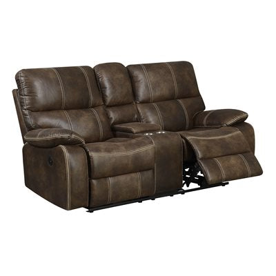 JESSE JAMES POWER CONSOLE LOVESEAT W/USB POWER OUTLET-BROWN