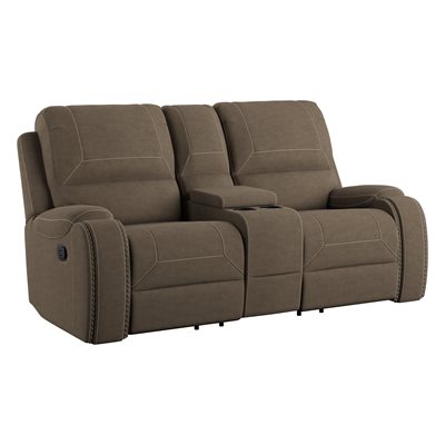 ADRIAN  MOTION LOVESEAT W/ CONSOLE & USB - BROWN