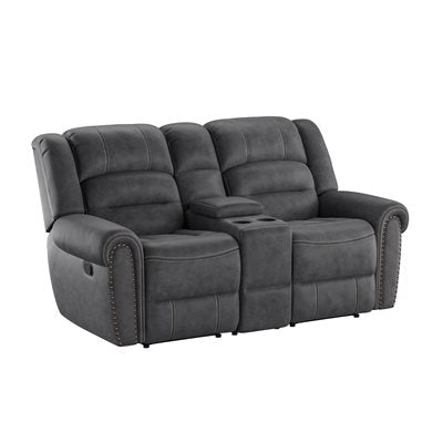 BALDWIN MOTION GLIDER LOVESEAT W/CONSOLE -GREY