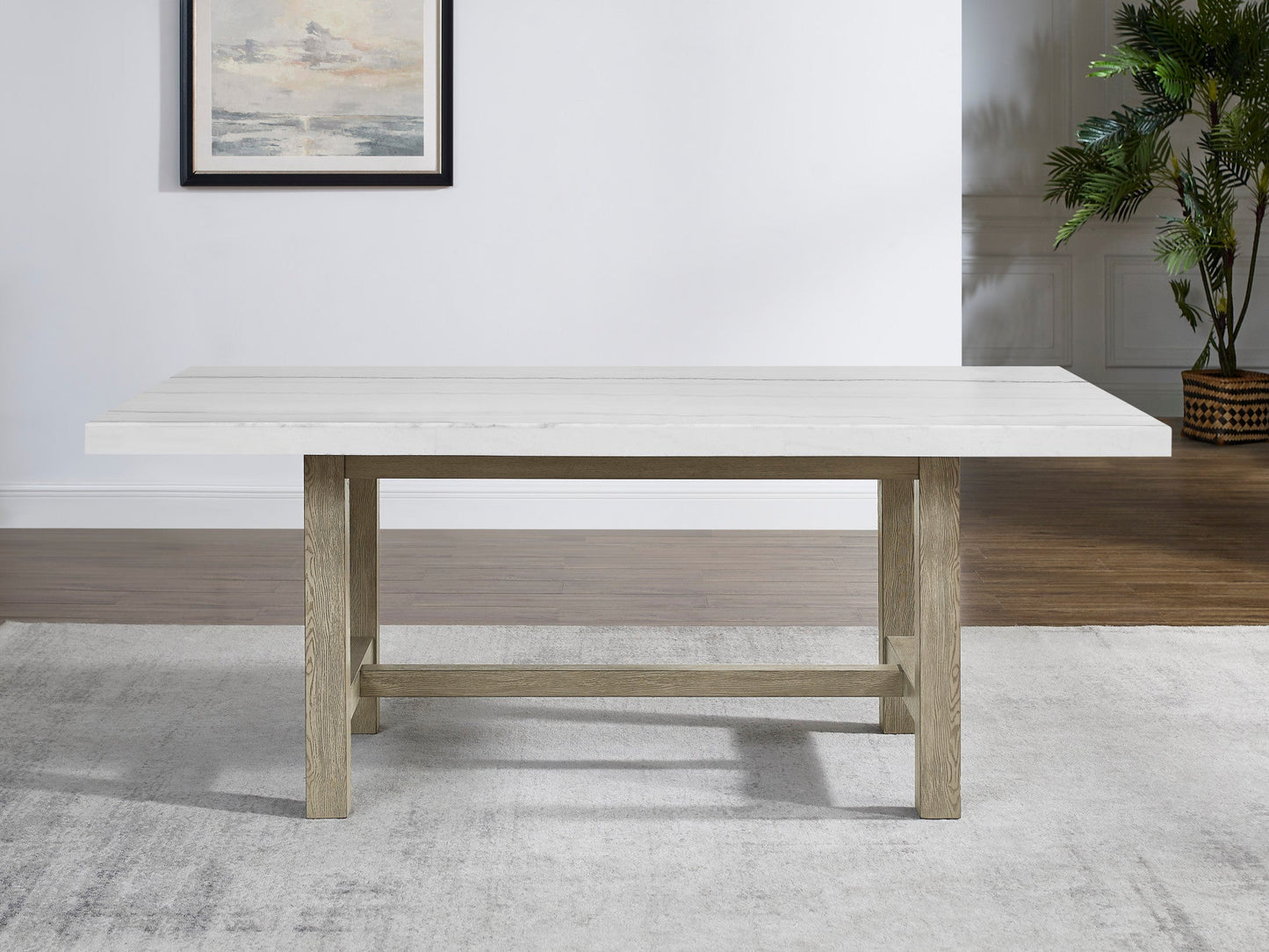 Carena Rectangle White Marble Top w/Stre