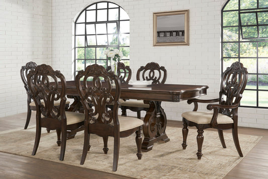 Royale Dining Table, 6 Side Chairs, 2 Arm Chairs