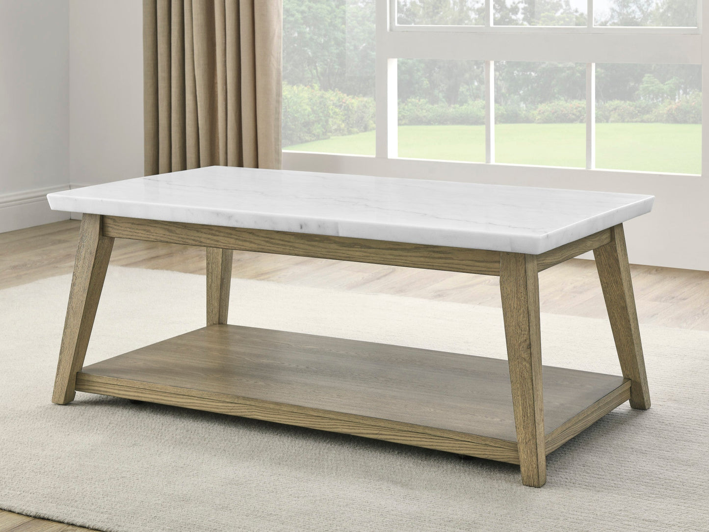 Vida White Marble Top Cocktail Table w/Casters