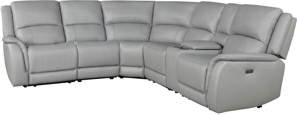 Alexandria Stone Sectional RAF Power Sectional Leather Recliner