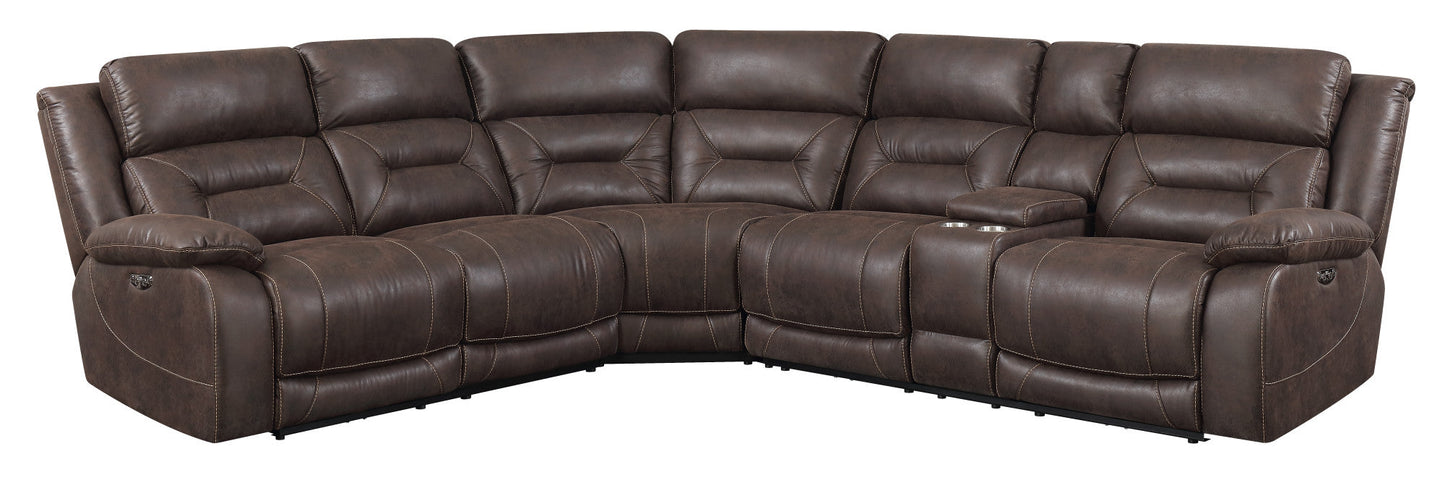Aria Brown Sectional LAF Dual-Power Reclining Sectional Loveseat