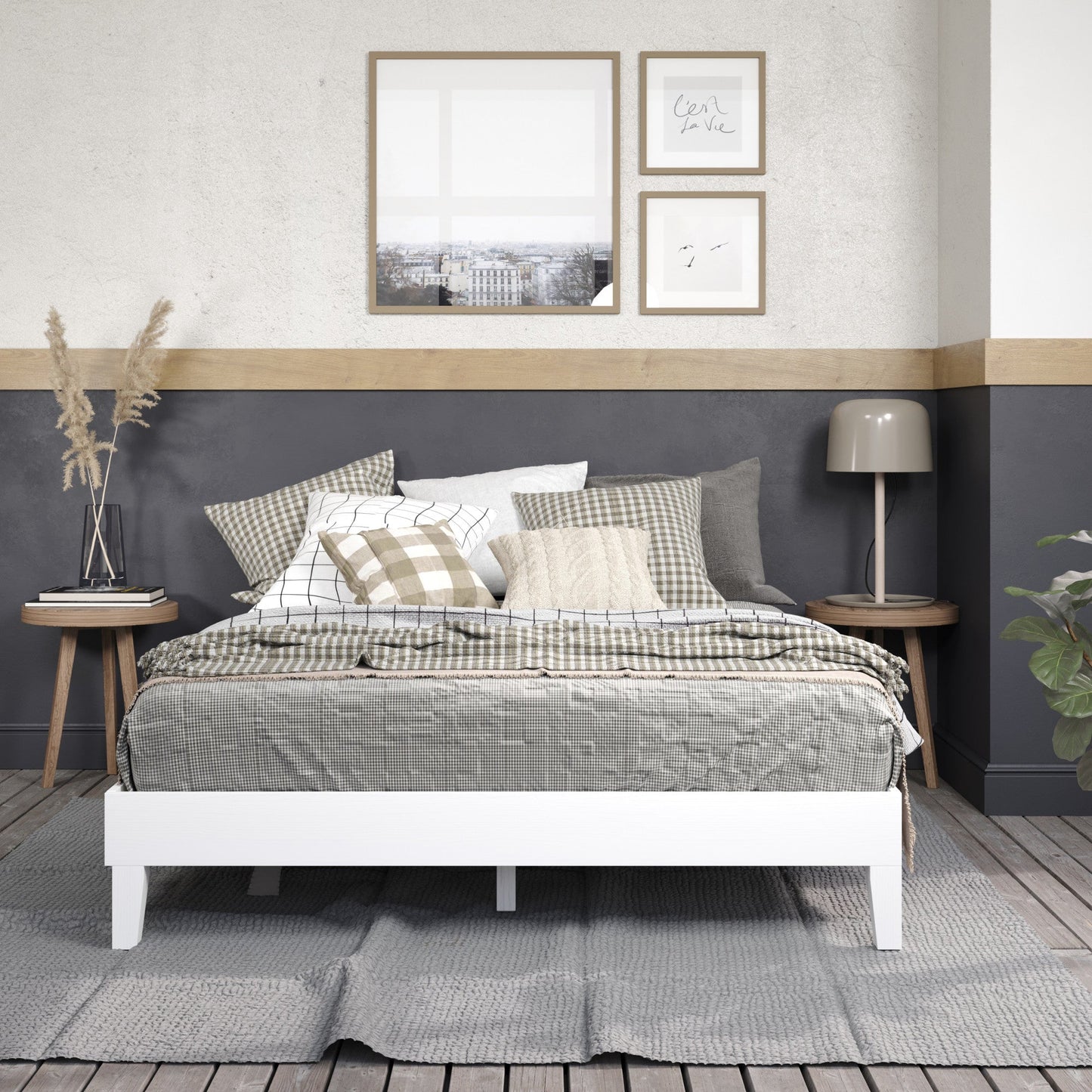 Nix Queen Platform Bed White