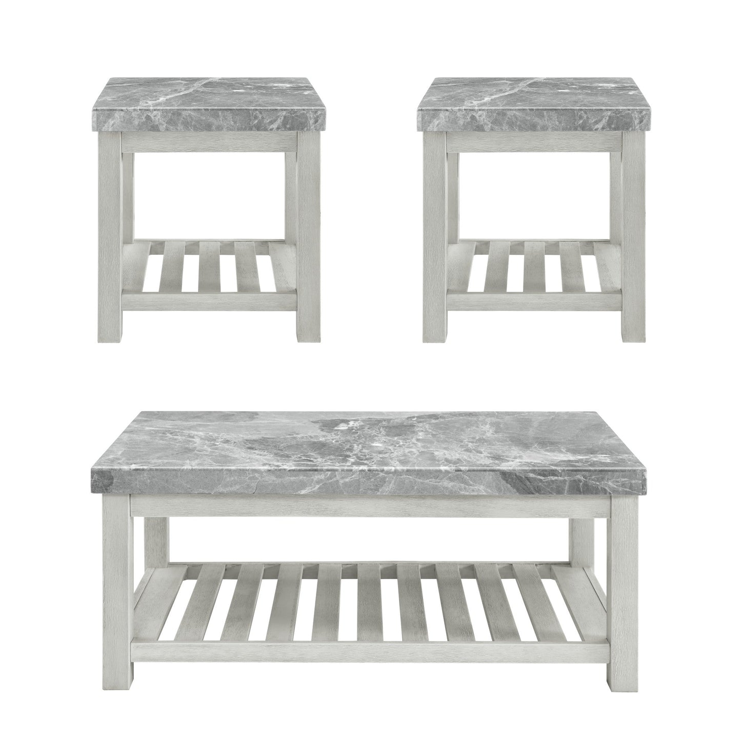 Canova Gray Marble Cocktail 2 End 3PC
