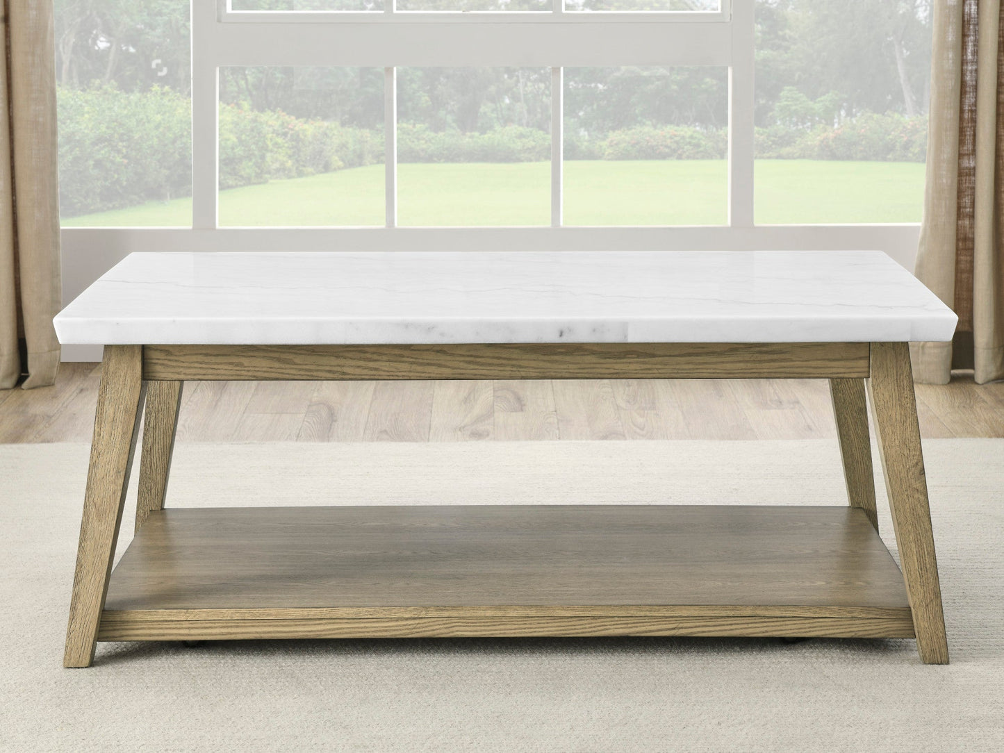 Vida White Marble Top Cocktail Table w/Casters