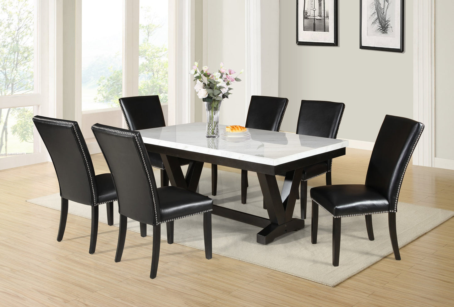 Finley White Marble Top Dining