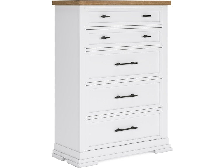 Ashbryn White/Natural Five Drawer Chest