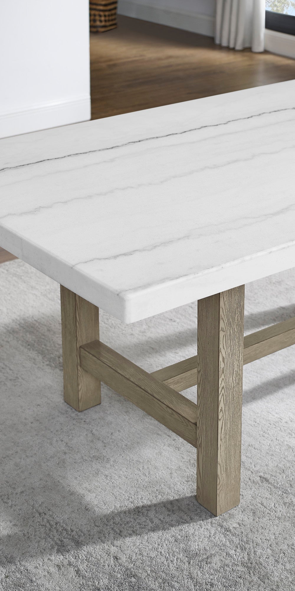 Carena Rectangle White Marble Top w/Stre