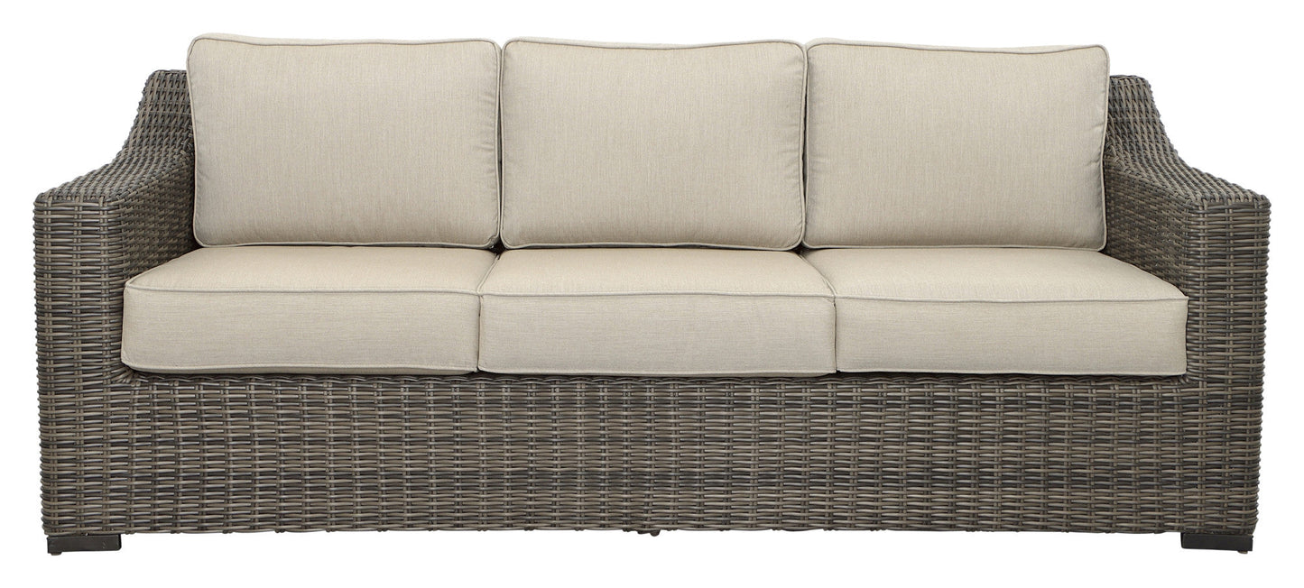 Jones Rattan Sofa w/ Half Round Wicker