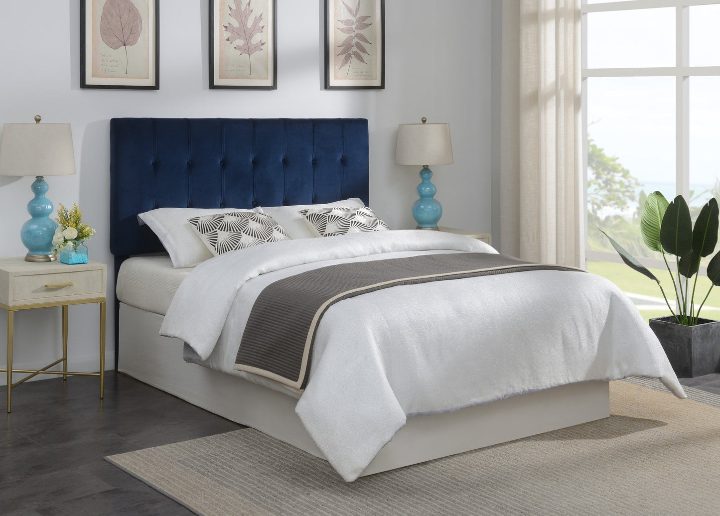 Regina Queen Headboard Blue Velvet