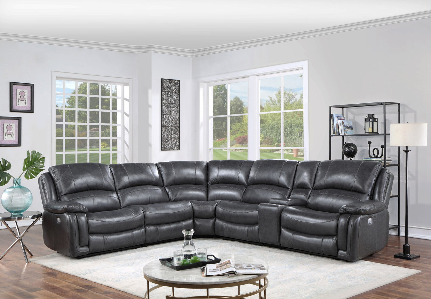 Denver Charcoal Sectional Armless Chair