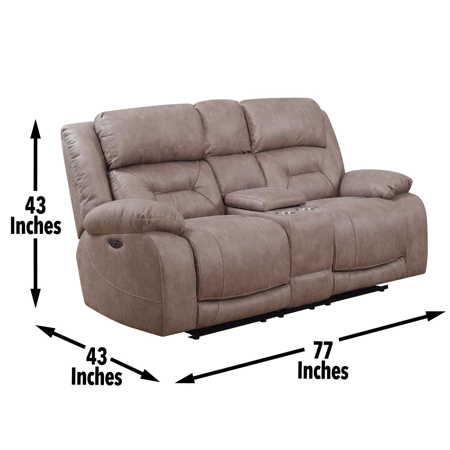 Arial Sand Dual-Power Reclining Console Loveseat