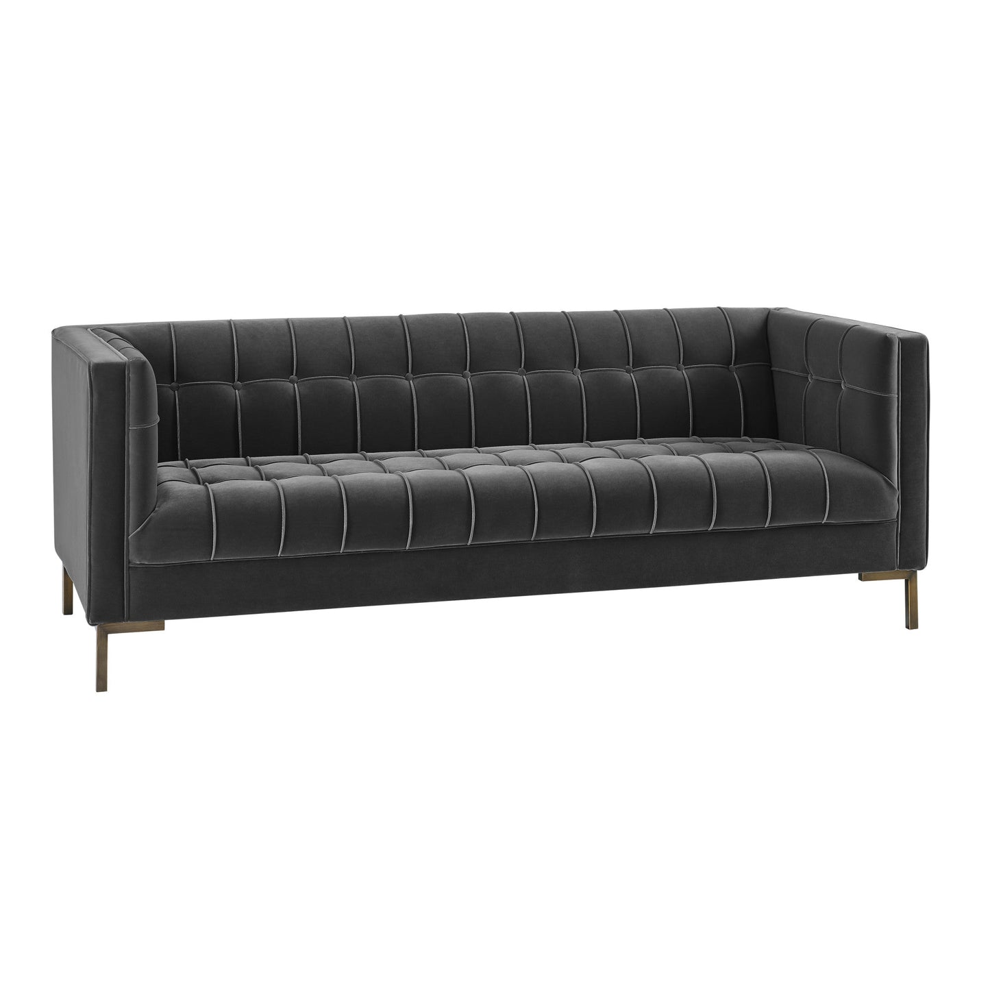 Isaac Channel Stitch Gray Velvet Sofa