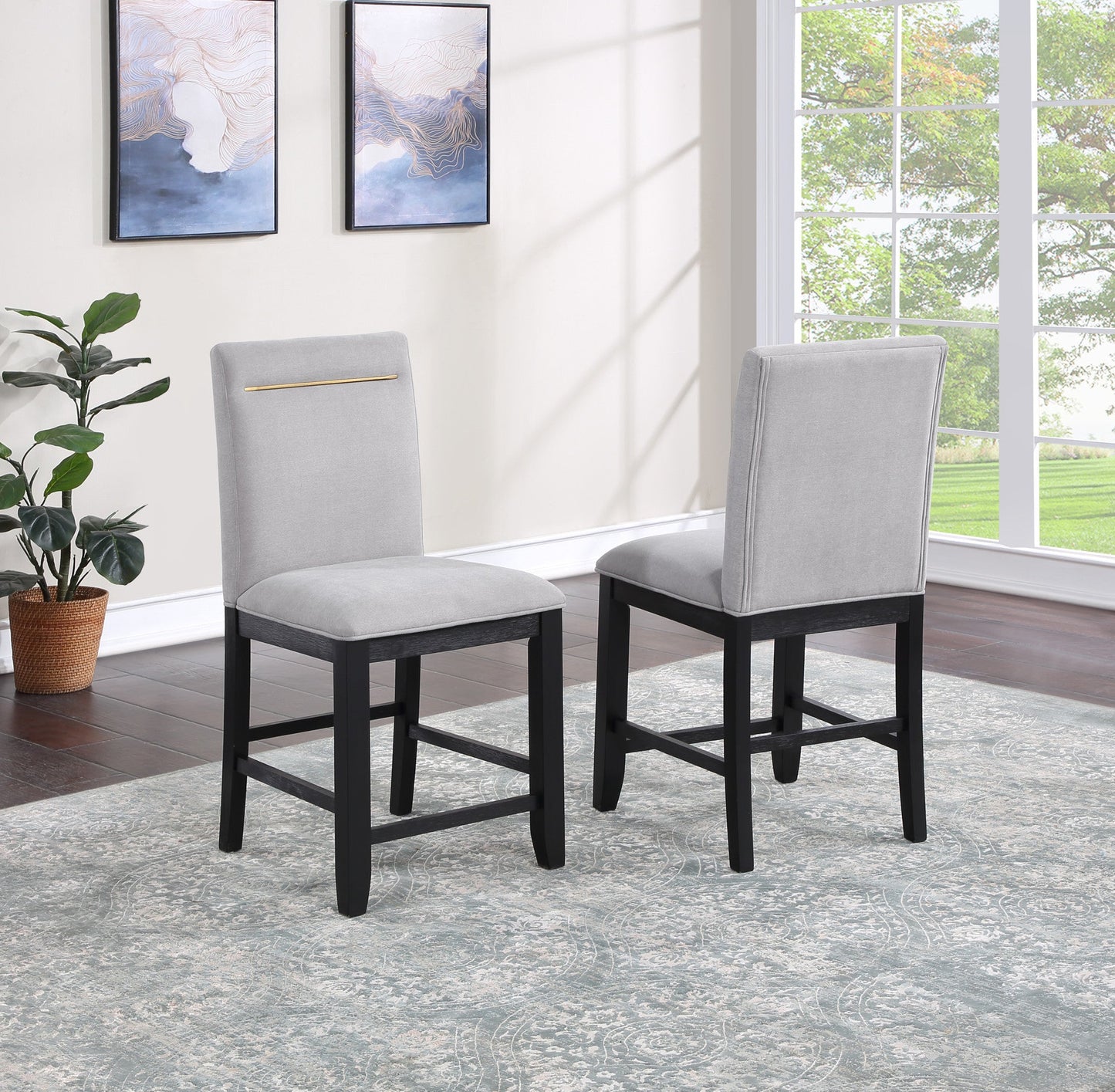 Yves Grey Chair Counter Height 7PC Dining Set