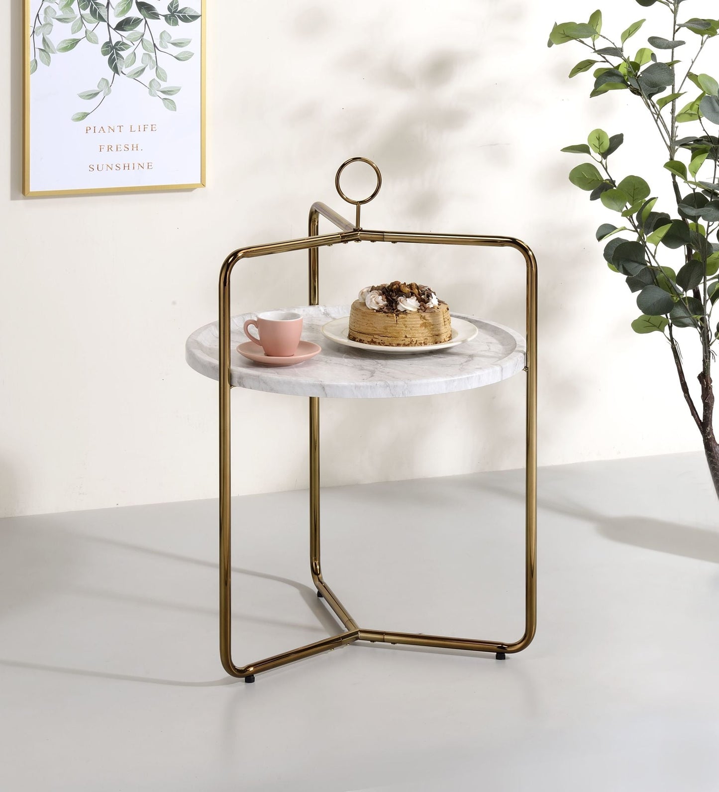 Miro Side Table [White/Gold]