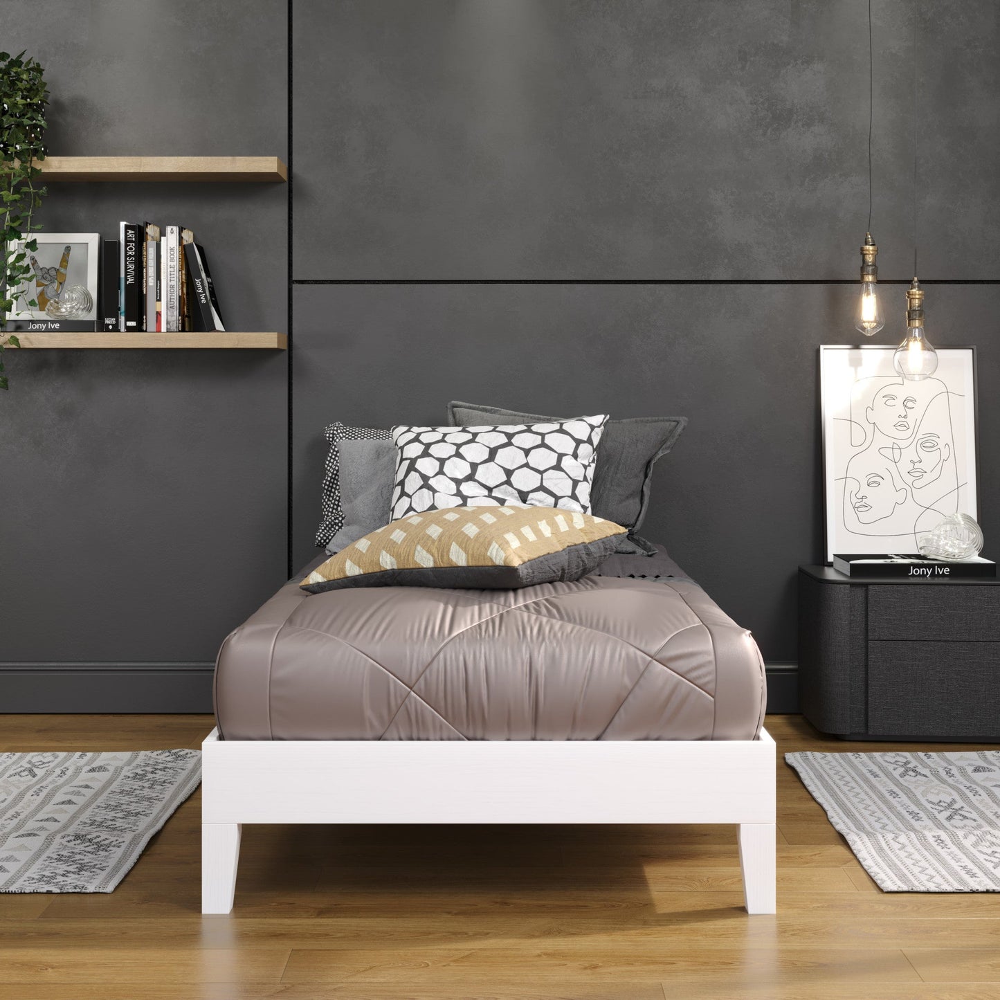 Nix Twin Platform Bed White
