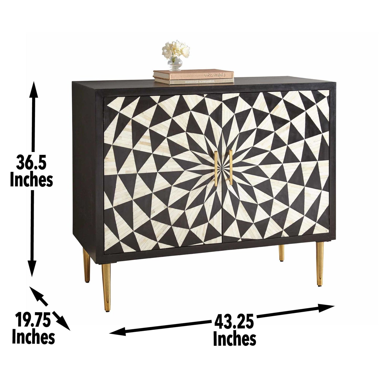 Benzara 2 Door Bone Inlay