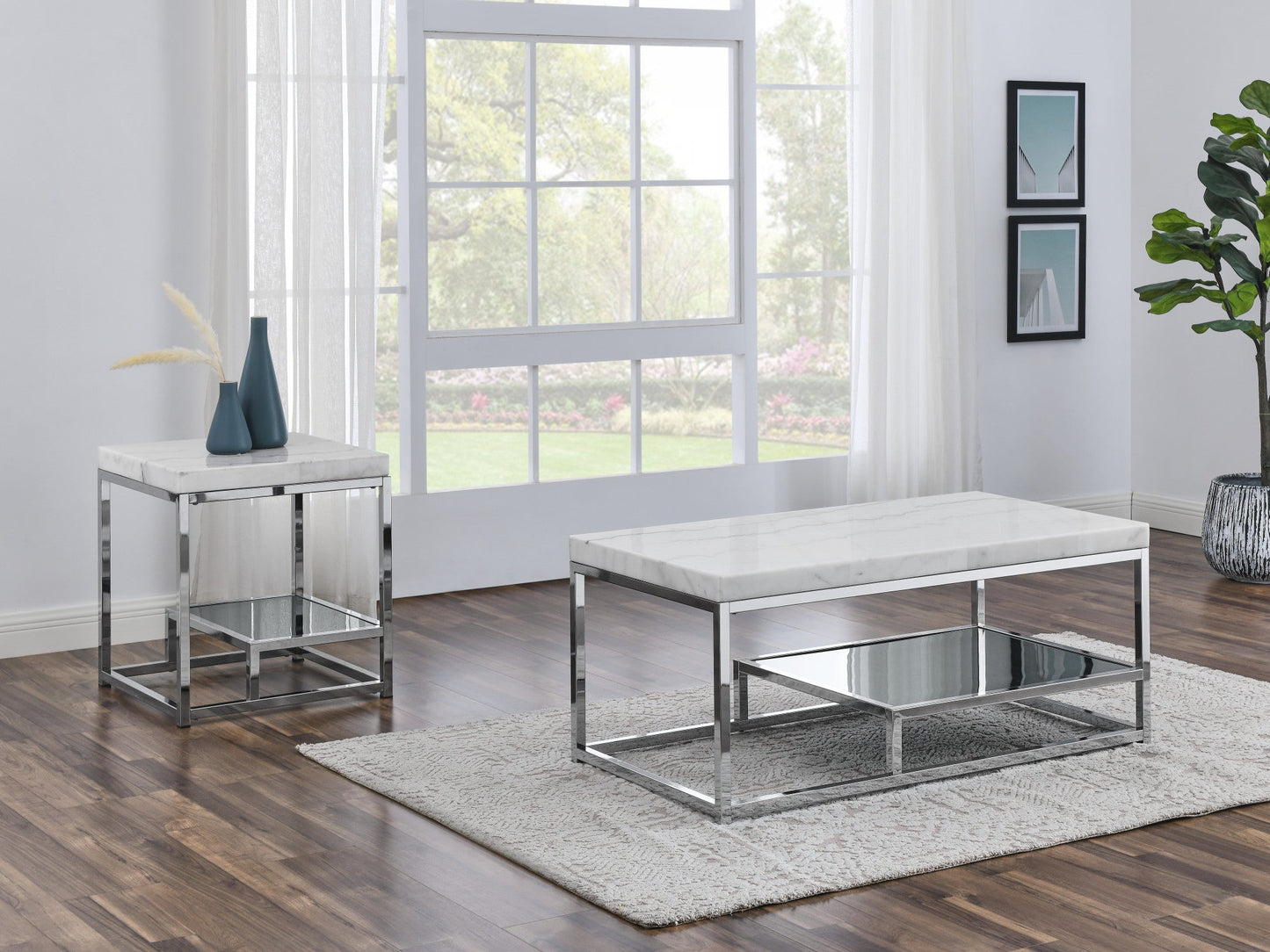 Aston White Marble Top Cocktail Table