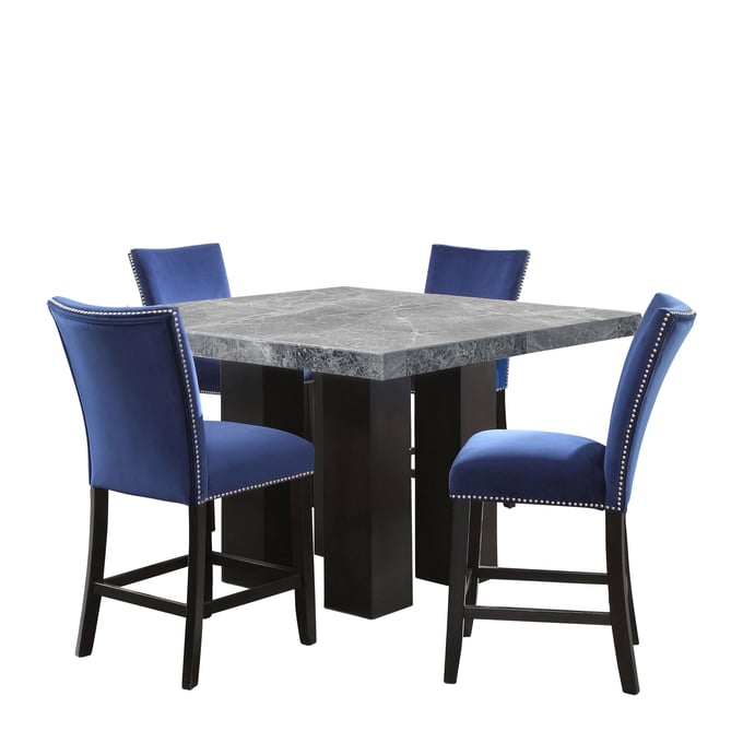 Camila Gray Blue 5pc Counter Height Set