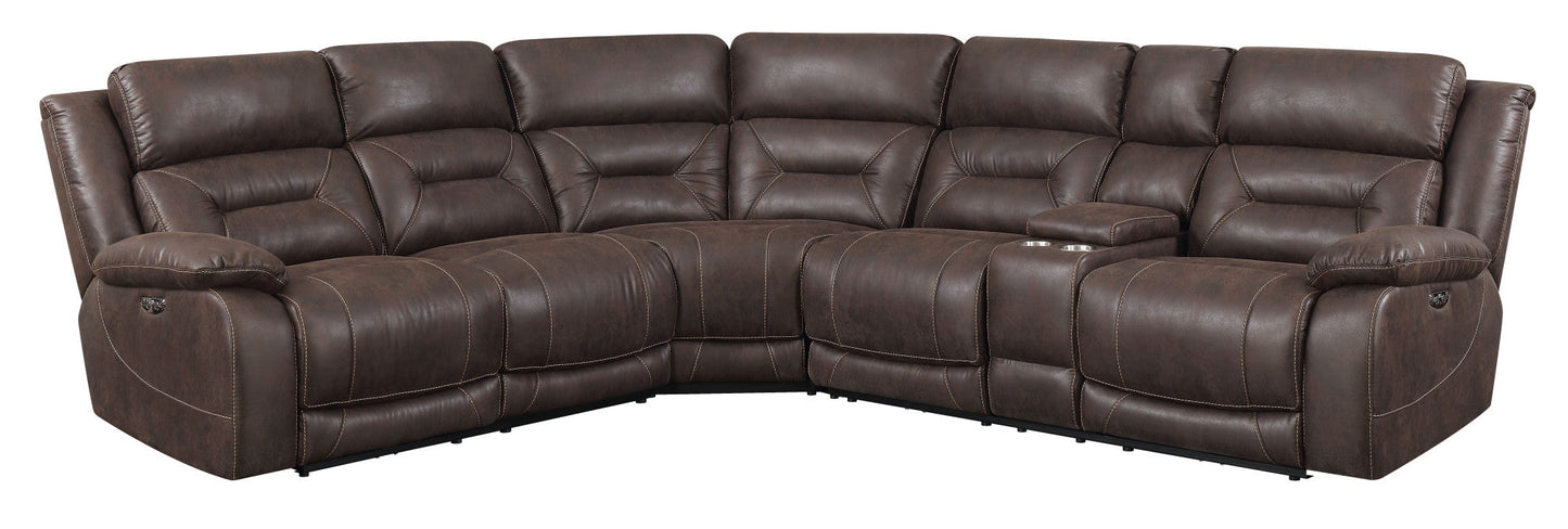Aria Brown Dual-Power Reclining 3-Piece Sectional