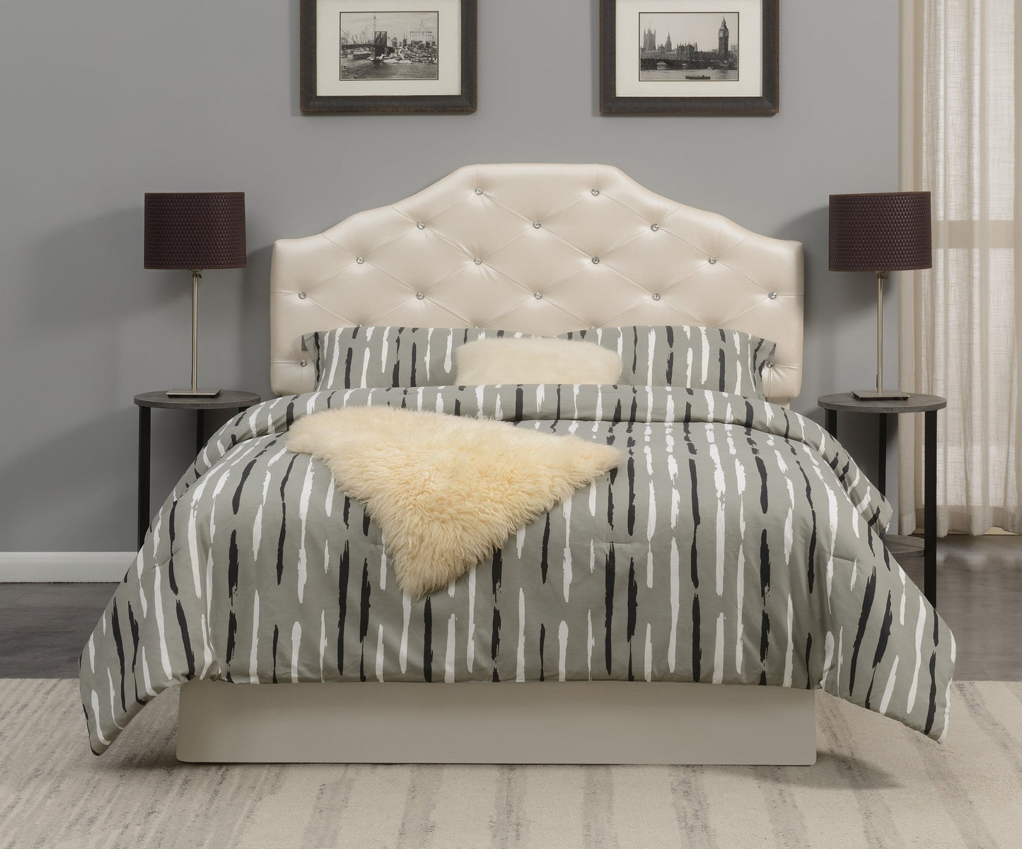Dawson Queen Headboard Silver PU