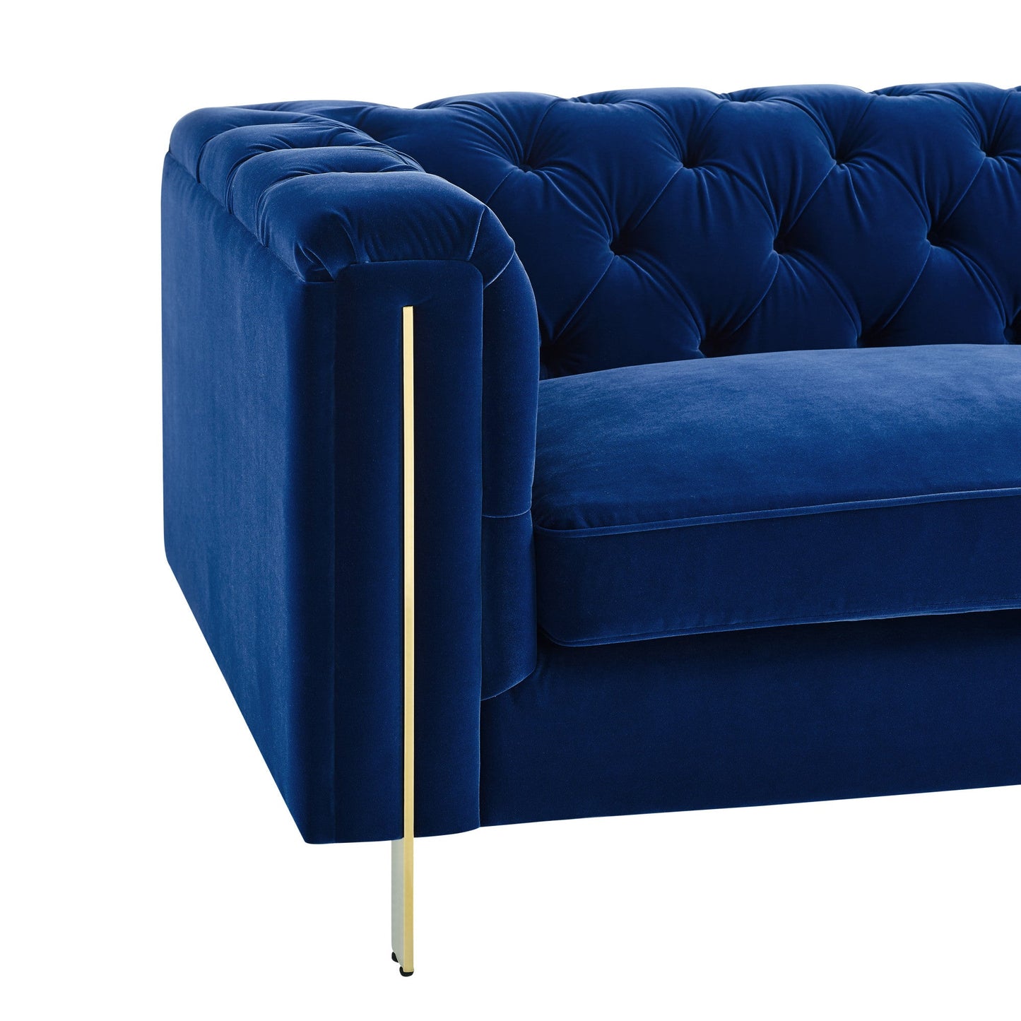 Charlene Blue Velvet Button Tufted Sofa