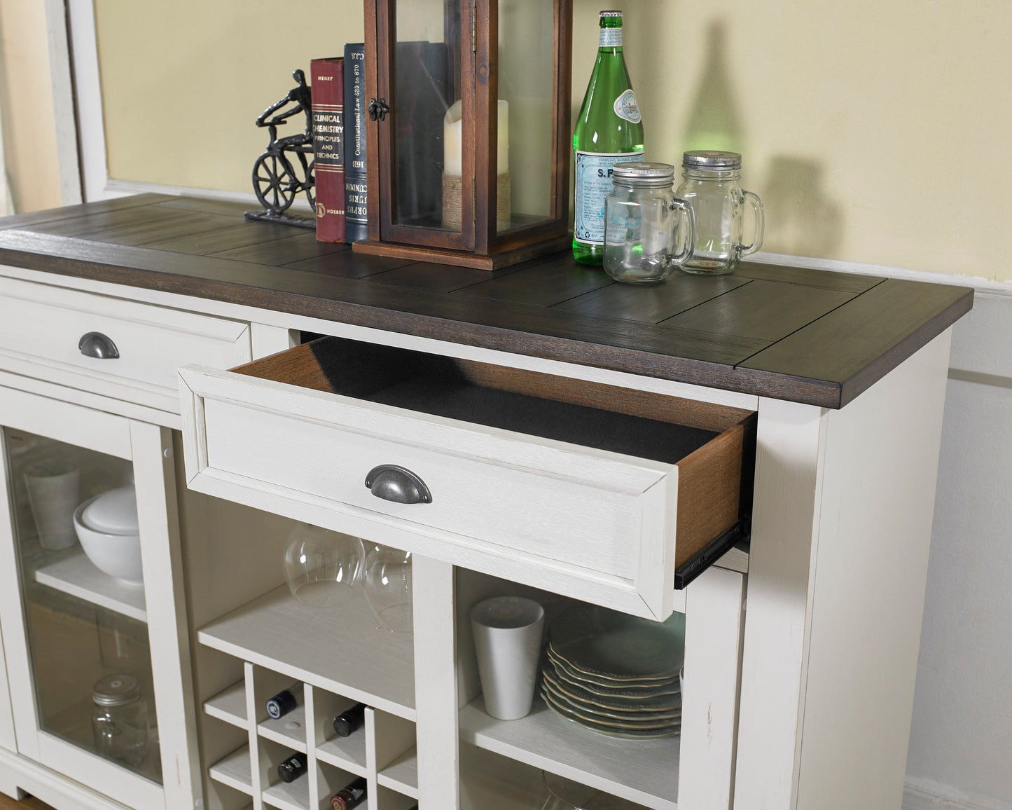 Cayla Server Dark Oak & White
