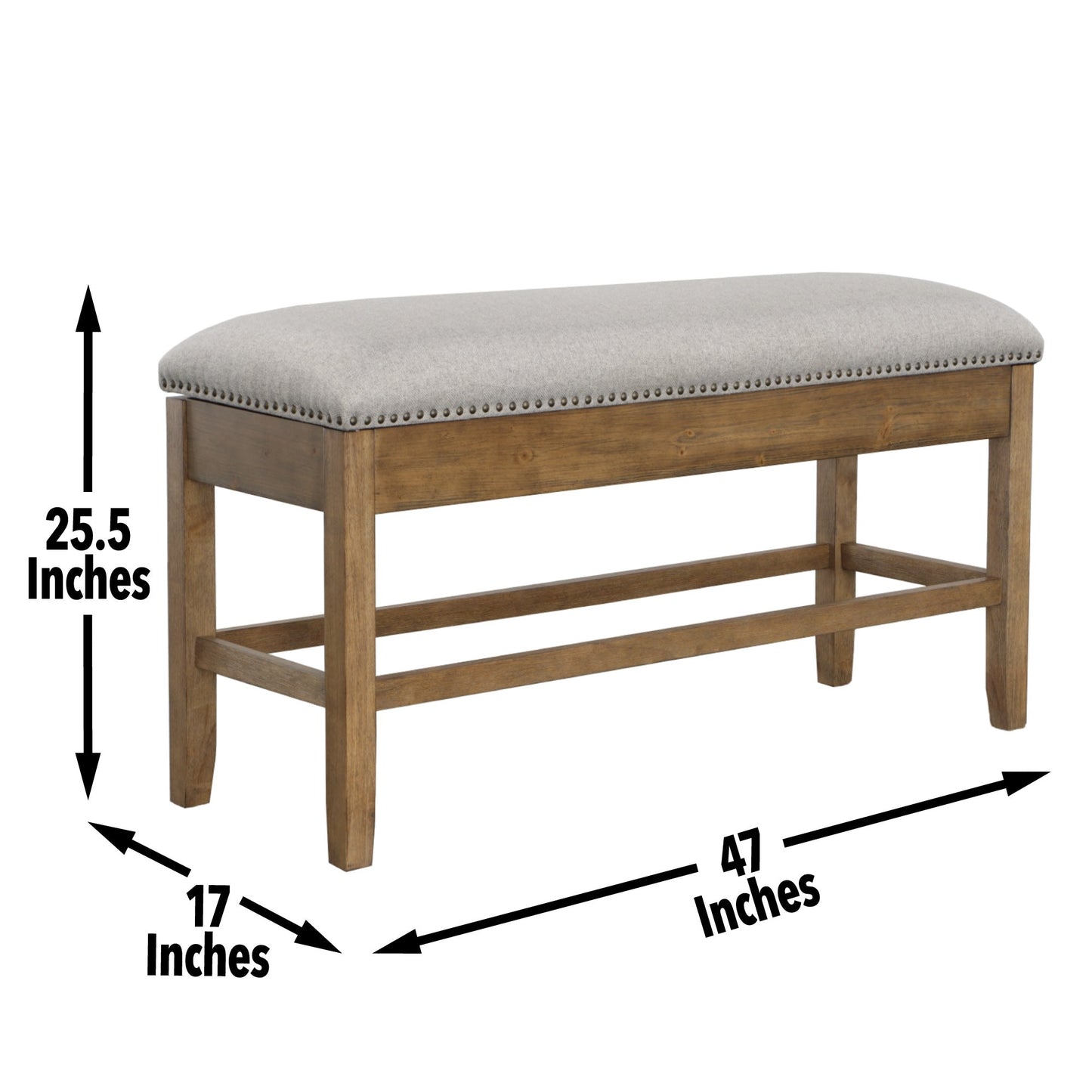 Grayson Counter Storage Bench w/Nailhead
