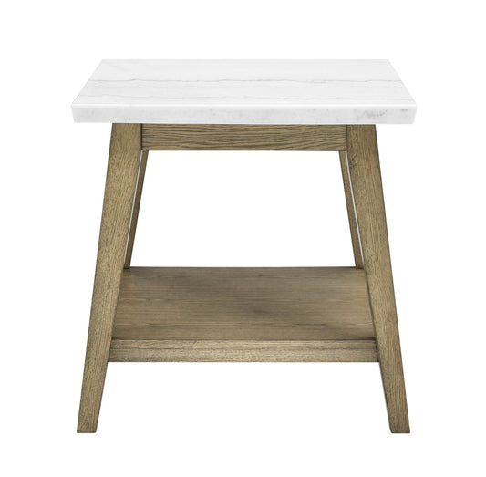 Vida White Marble Top Square End Table